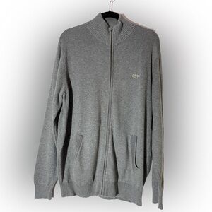 MENS Lacoste Gray Grey Full-Zip Sweater - wool and cashmere blend - Size US XL